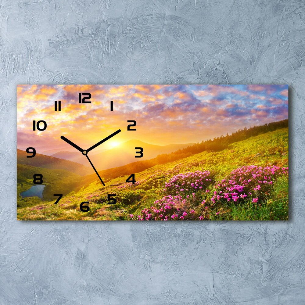 Horizontal wall clock Sunset of the mountain