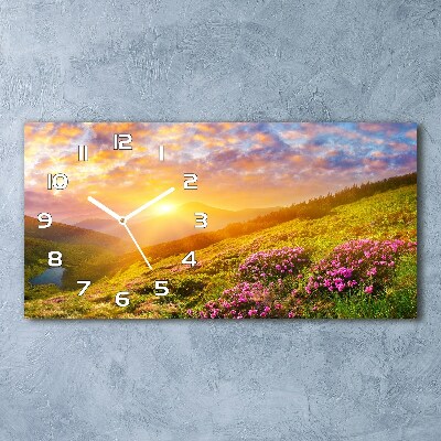 Horizontal wall clock Sunset of the mountain