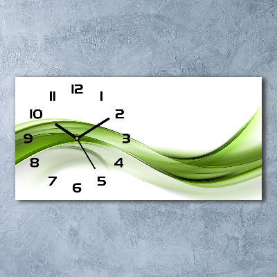 Horizontal wall clock Green wave