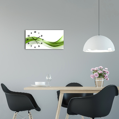 Horizontal wall clock Green wave