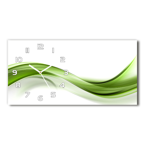 Horizontal wall clock Green wave