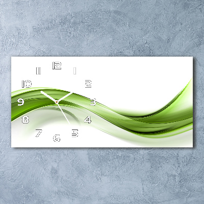 Horizontal wall clock Green wave