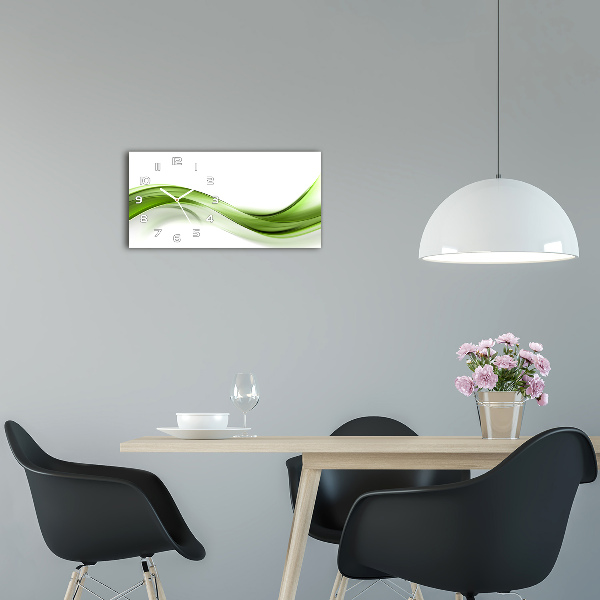 Horizontal wall clock Green wave