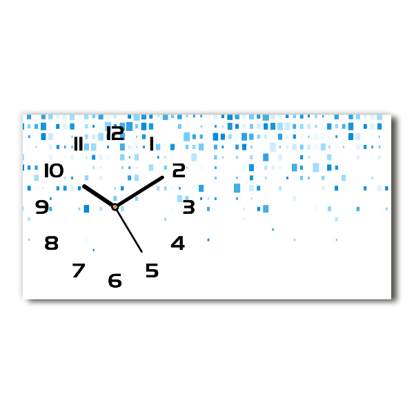 Horizontal rectangular wall clock Blue squares