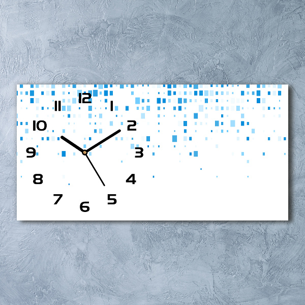 Horizontal rectangular wall clock Blue squares