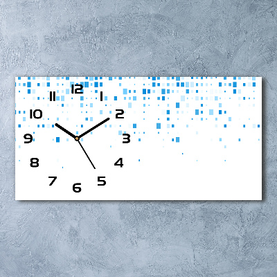 Horizontal rectangular wall clock Blue squares