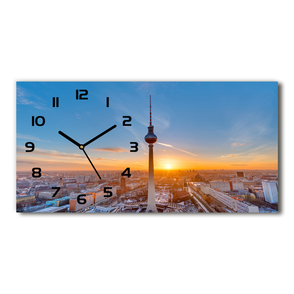 Horizontal rectangular wall clock Television tower