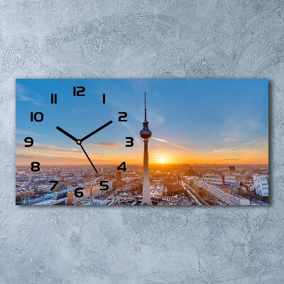 Horizontal rectangular wall clock Television tower