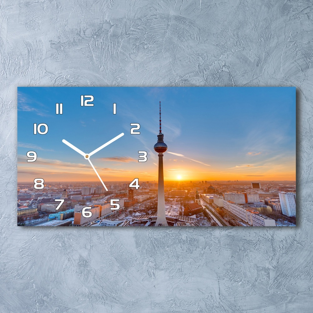 Horizontal rectangular wall clock Television tower