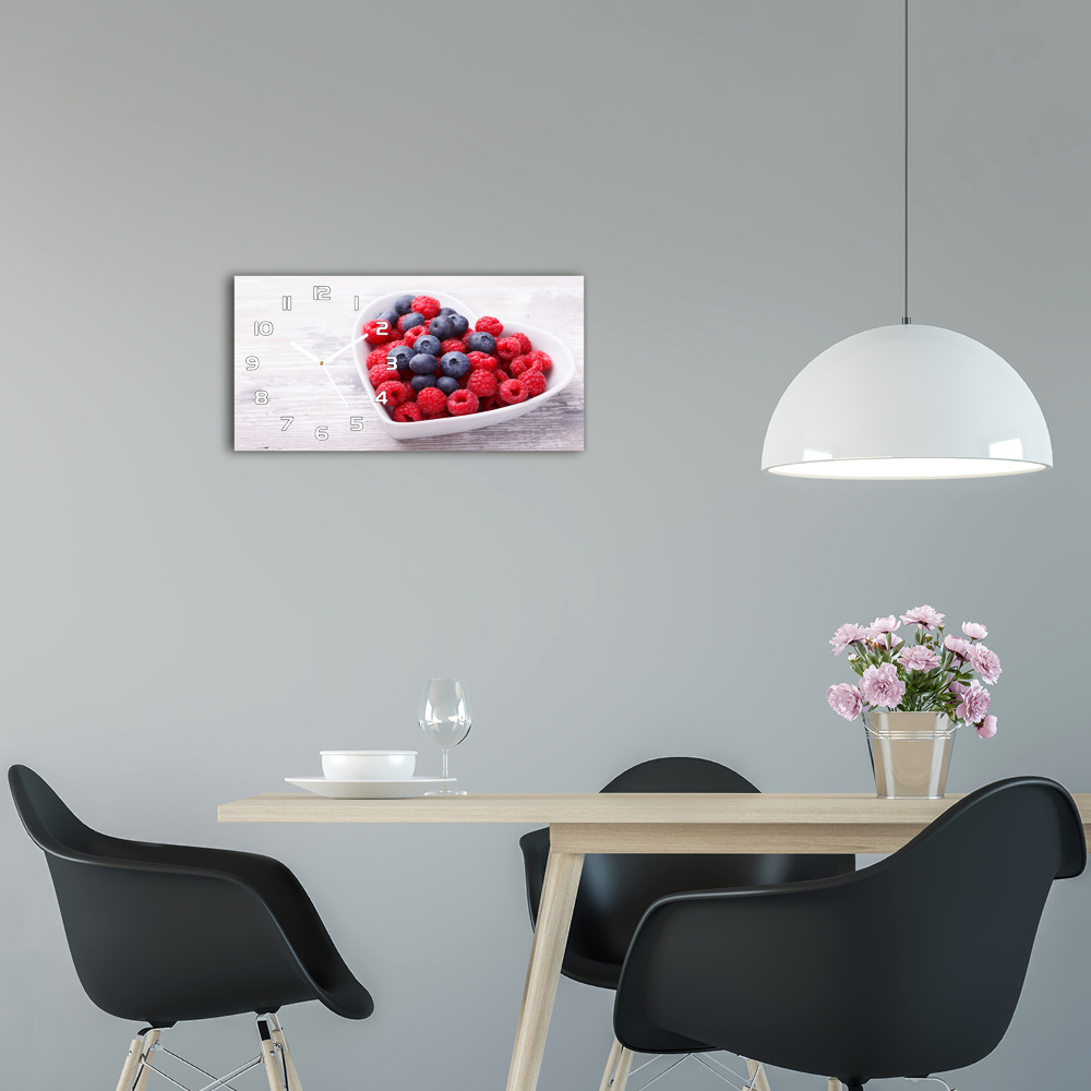 Horizontal wall clock Raspberries and berries