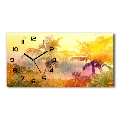 Horizontal wall clock Colorful palm trees