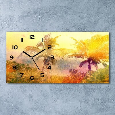 Horizontal wall clock Colorful palm trees