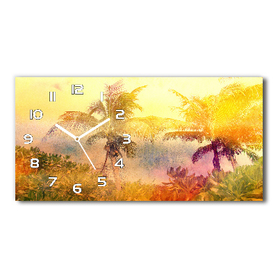 Horizontal wall clock Colorful palm trees