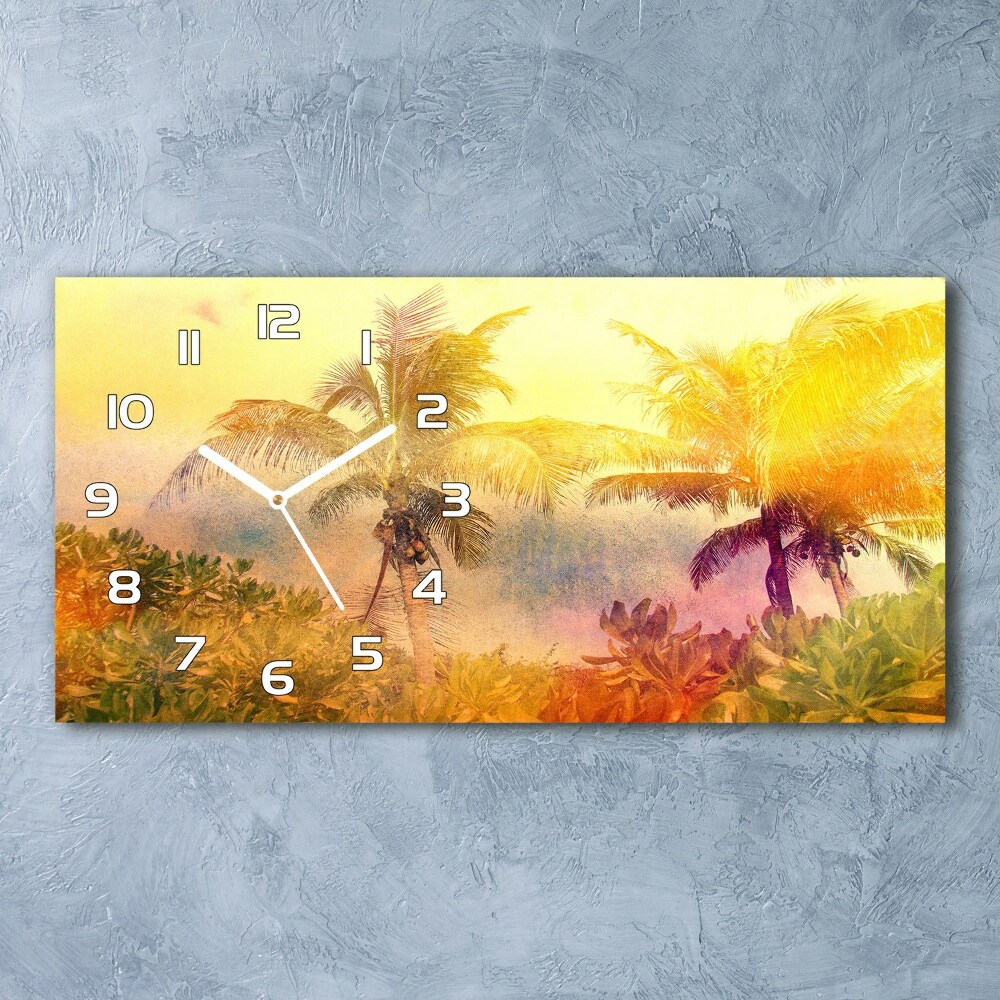 Horizontal wall clock Colorful palm trees