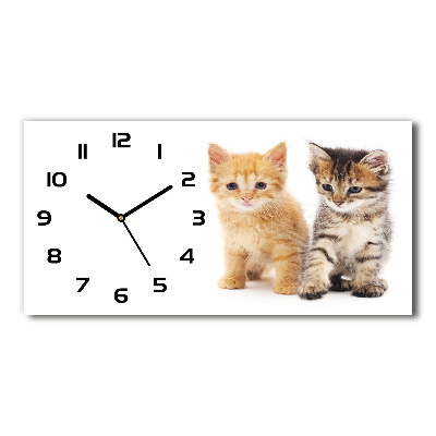 Horizontal wall clock Brown and red cat