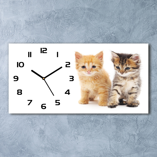 Horizontal wall clock Brown and red cat