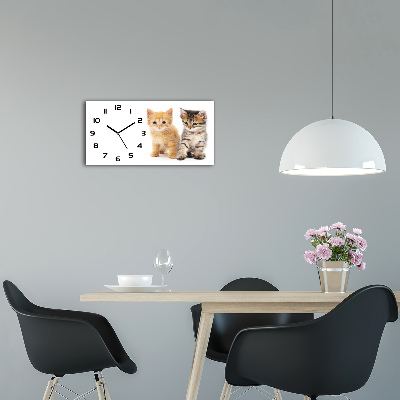 Horizontal wall clock Brown and red cat