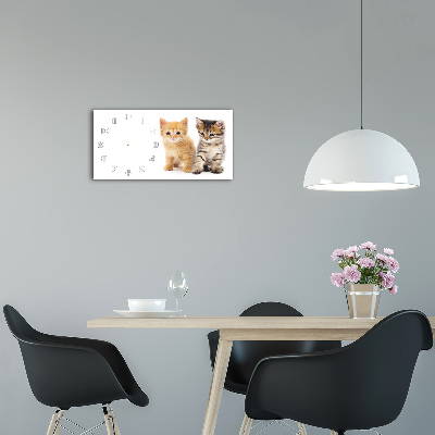 Horizontal wall clock Brown and red cat