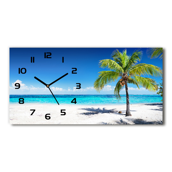 Horizontal rectangular wall clock Tropical beach