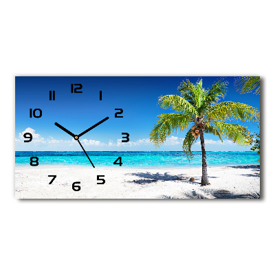 Horizontal rectangular wall clock Tropical beach