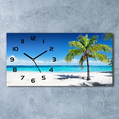 Horizontal rectangular wall clock Tropical beach