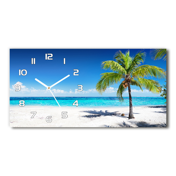 Horizontal rectangular wall clock Tropical beach