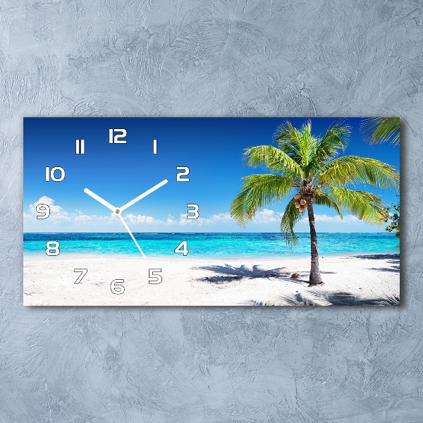 Horizontal rectangular wall clock Tropical beach