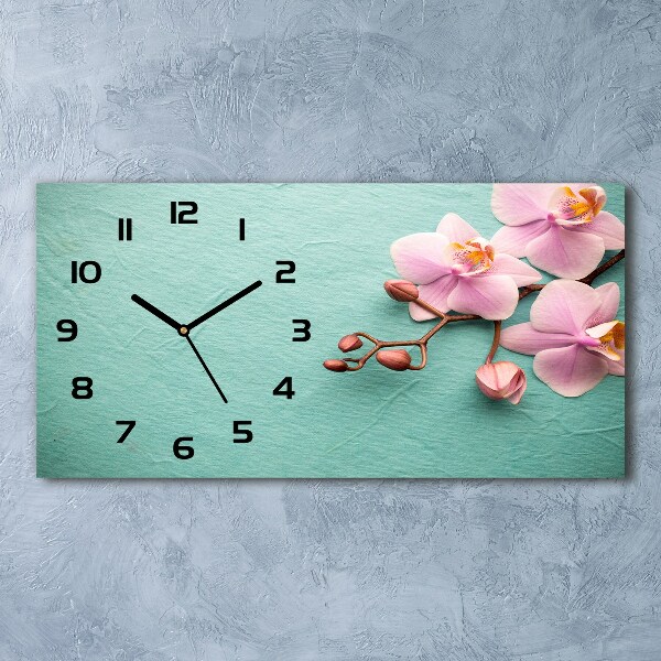 Horizontal rectangular wall clock Orchid