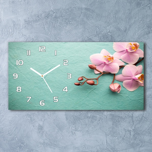 Horizontal rectangular wall clock Orchid