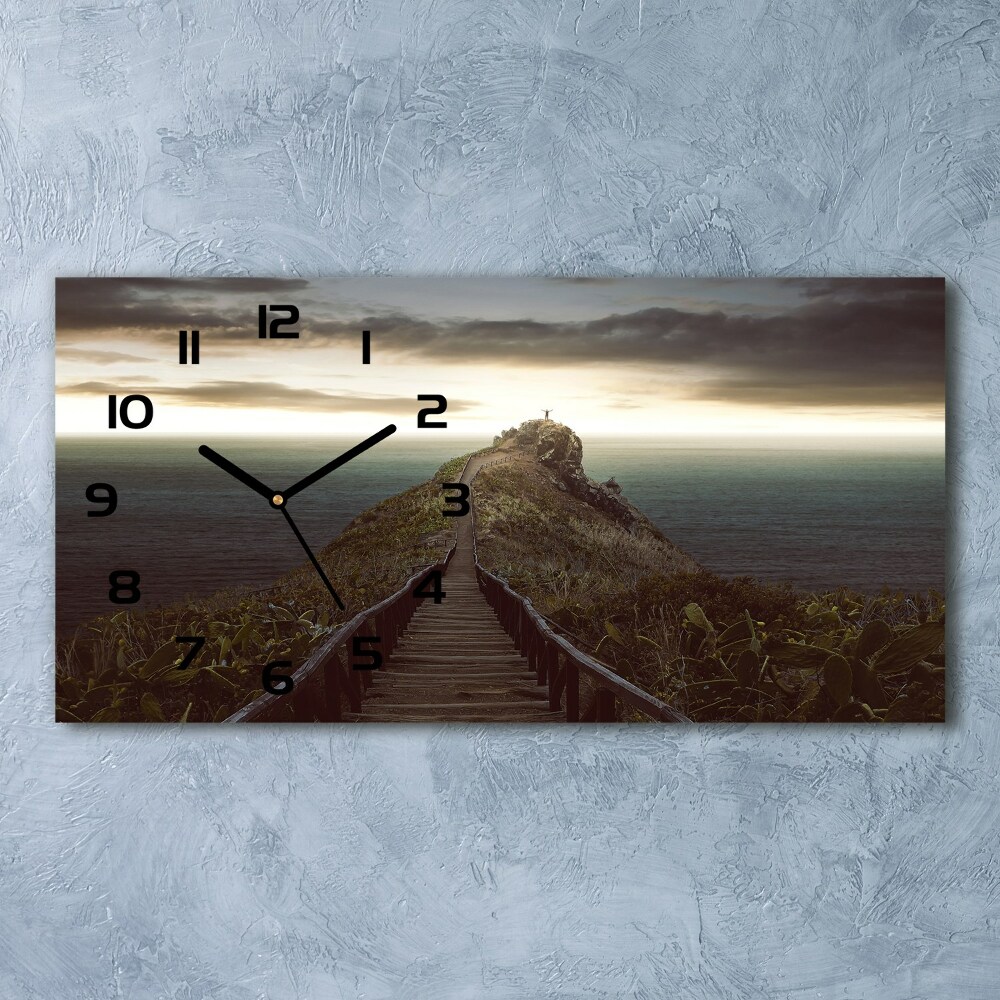 Horizontal wall clock Path on the rock