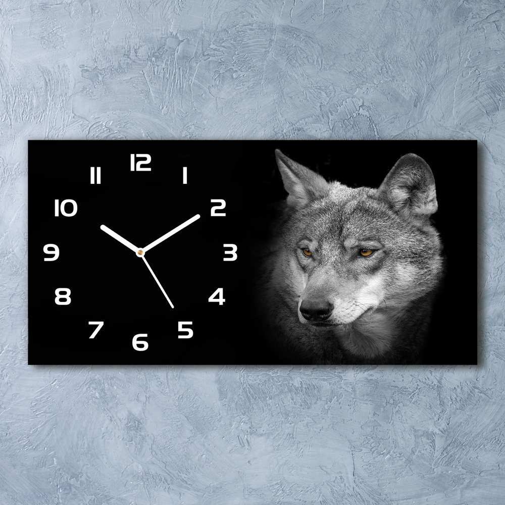 Horizontal wall clock Wolf