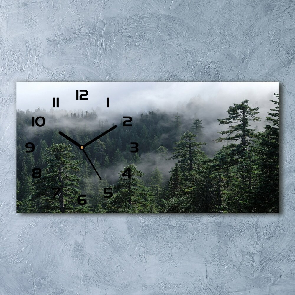 Horizontal wall clock Forest fog