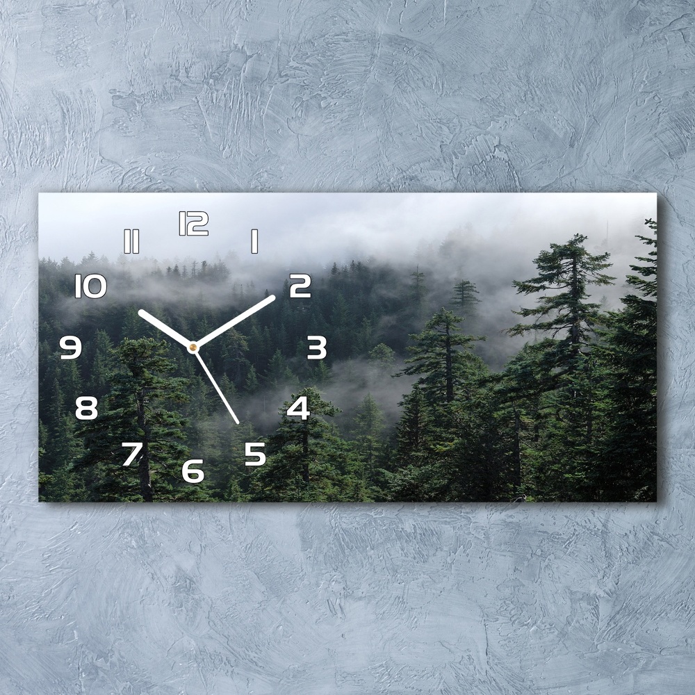 Horizontal wall clock Forest fog