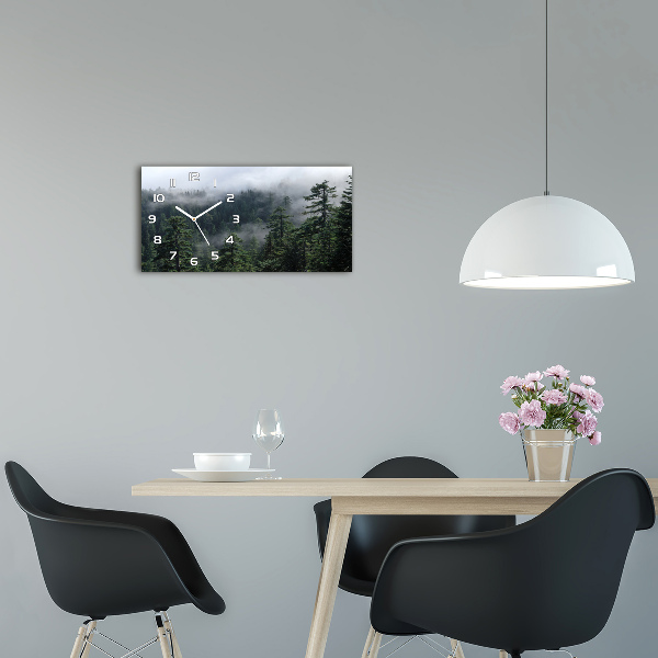 Horizontal wall clock Forest fog