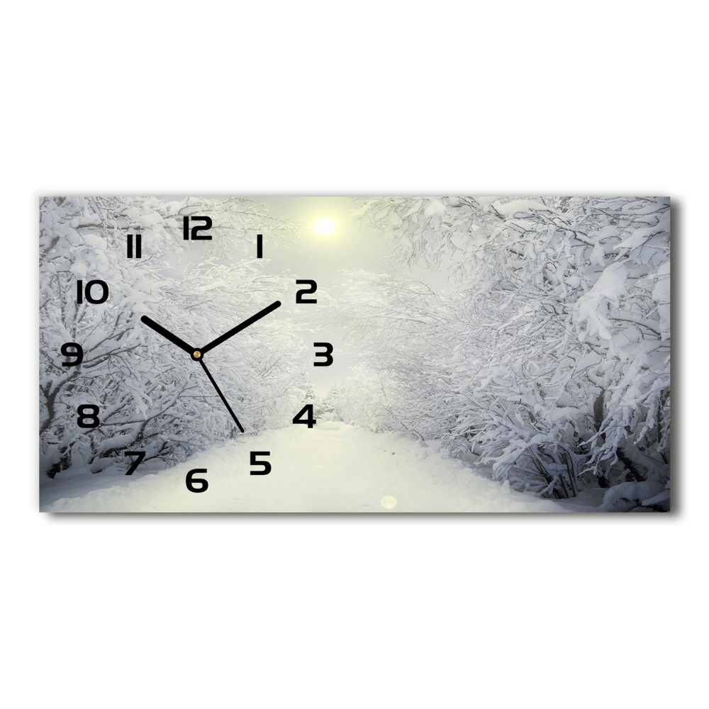 Horizontal wall clock A beautiful forest in winter