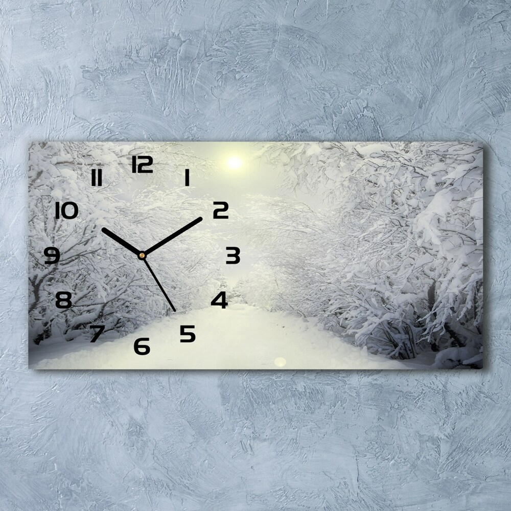 Horizontal wall clock A beautiful forest in winter