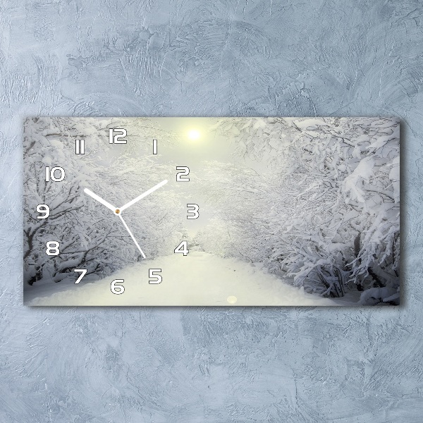 Horizontal wall clock A beautiful forest in winter