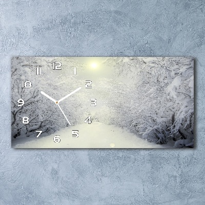 Horizontal wall clock A beautiful forest in winter