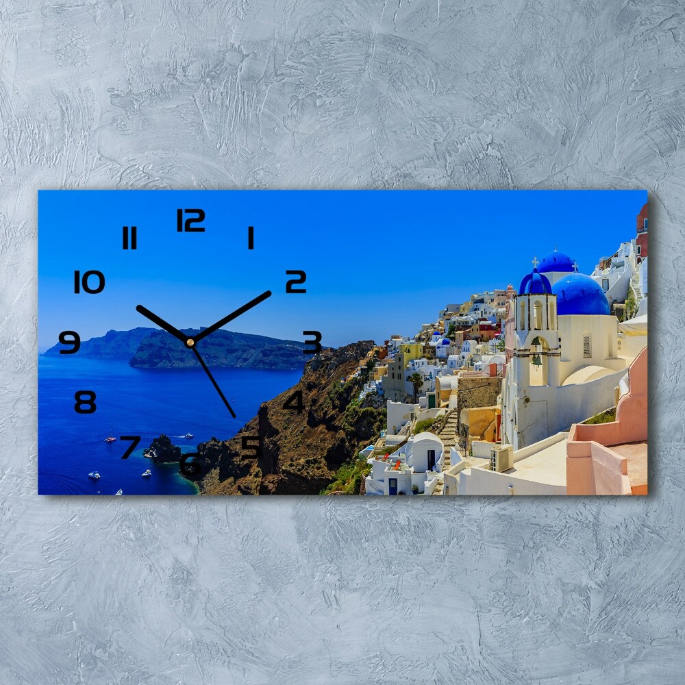 Horizontal rectangular wall clock Santorini Greece