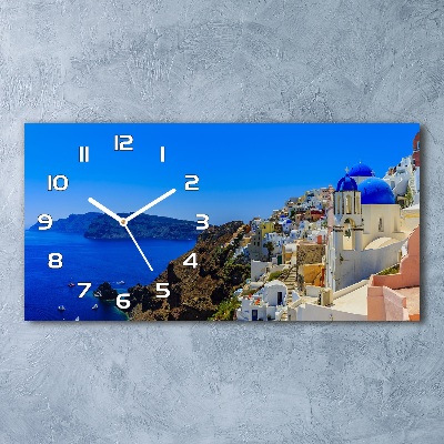 Horizontal rectangular wall clock Santorini Greece