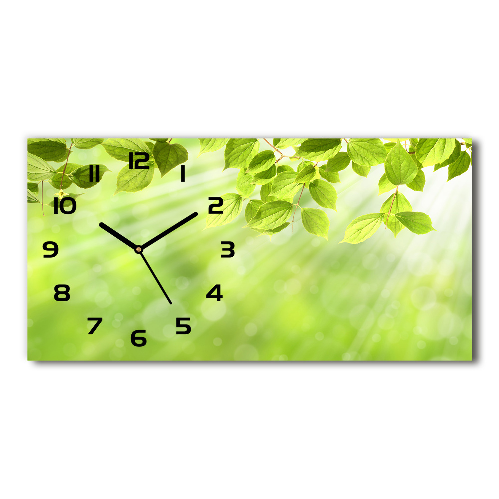 Horizontal wall clock Leaves