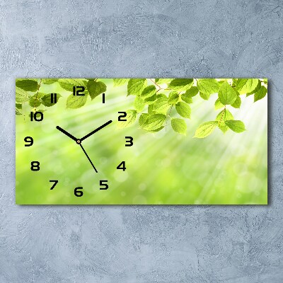 Horizontal wall clock Leaves