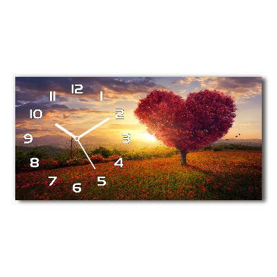 Horizontal rectangular wall clock Tree Field Heart