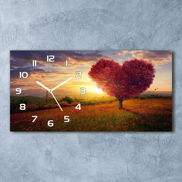 Horizontal rectangular wall clock Tree Field Heart