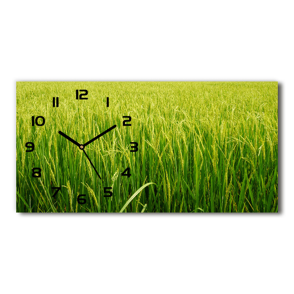 Horizontal wall clock Rice field