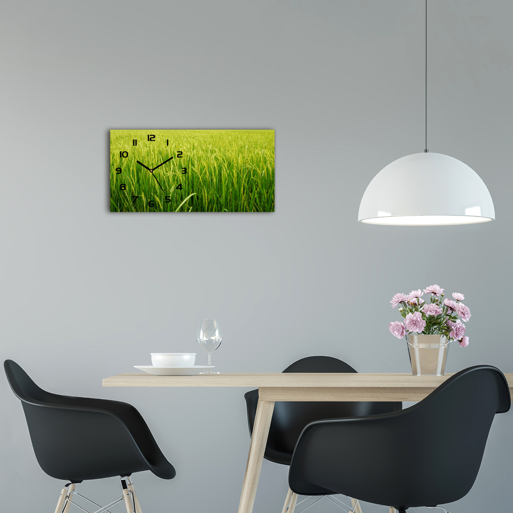 Horizontal wall clock Rice field