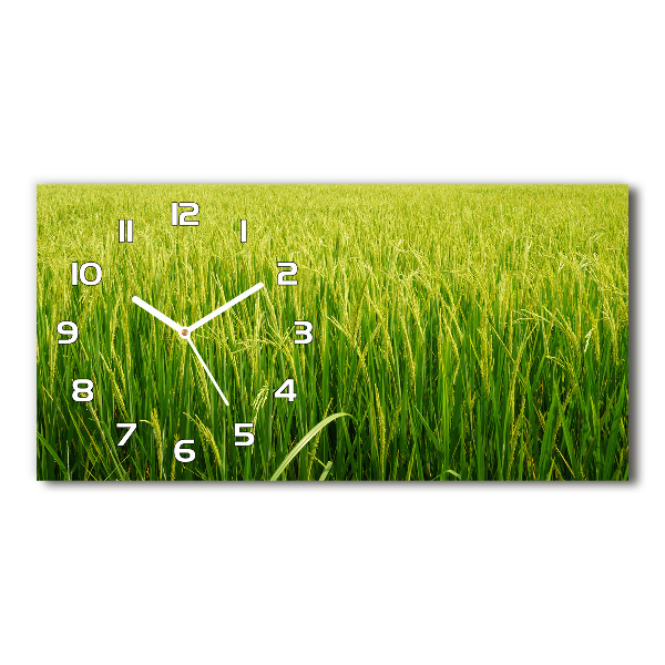 Horizontal wall clock Rice field