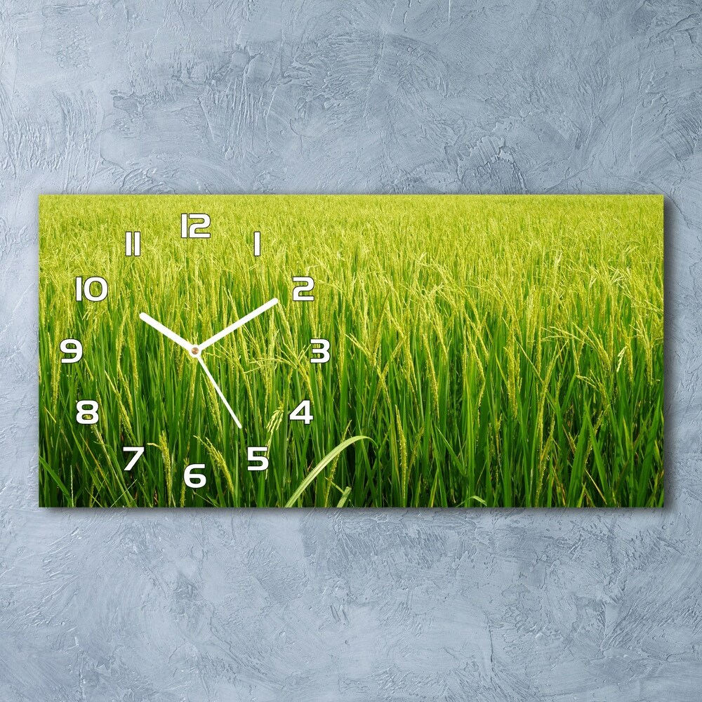 Horizontal wall clock Rice field