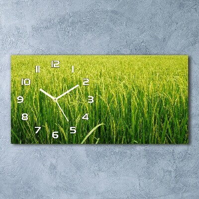 Horizontal wall clock Rice field