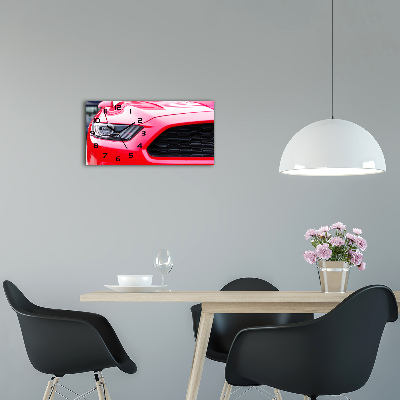 Horizontal rectangular wall clock Red Mustang